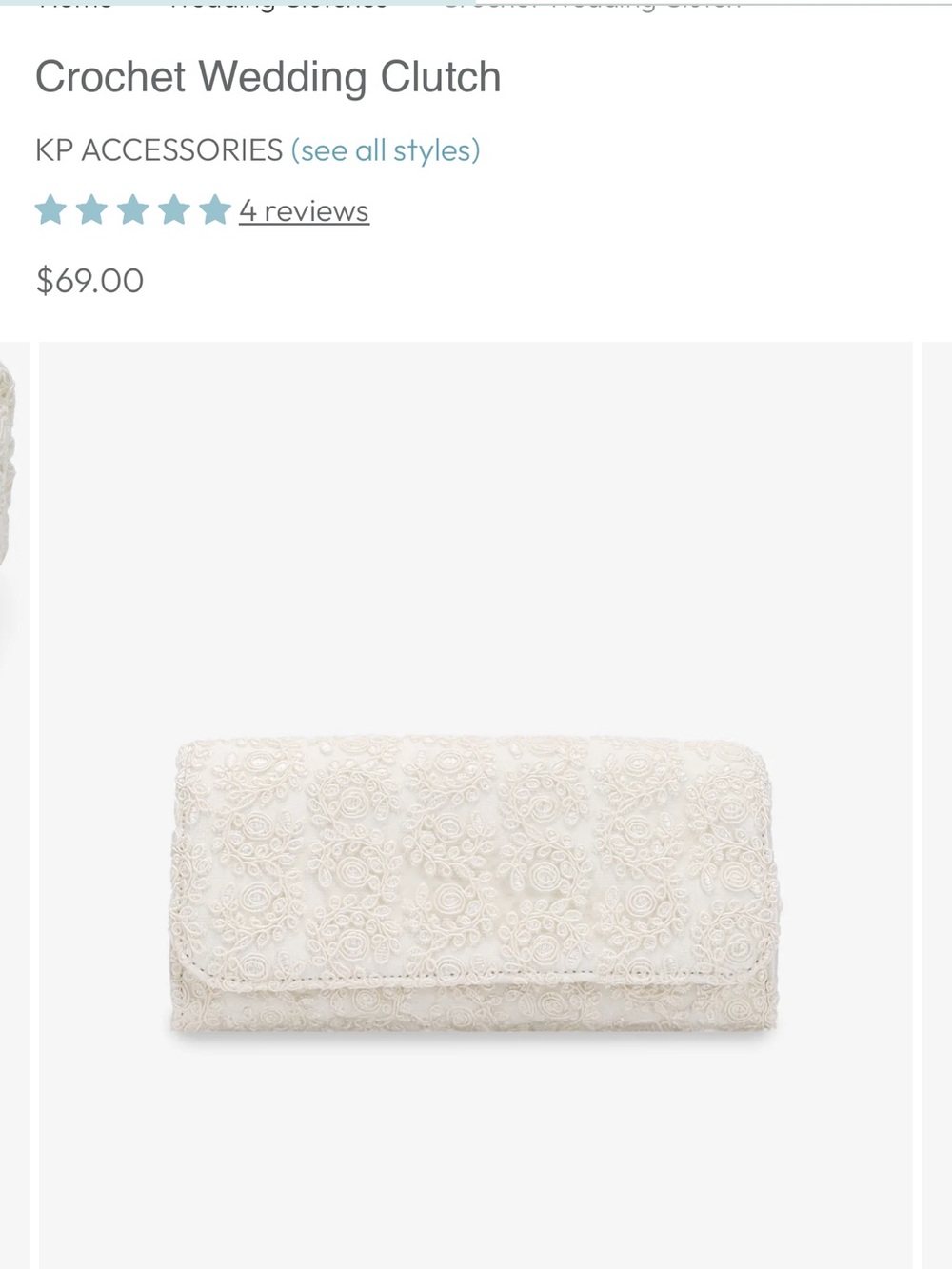 Crochet Wedding Clutch in Ivory